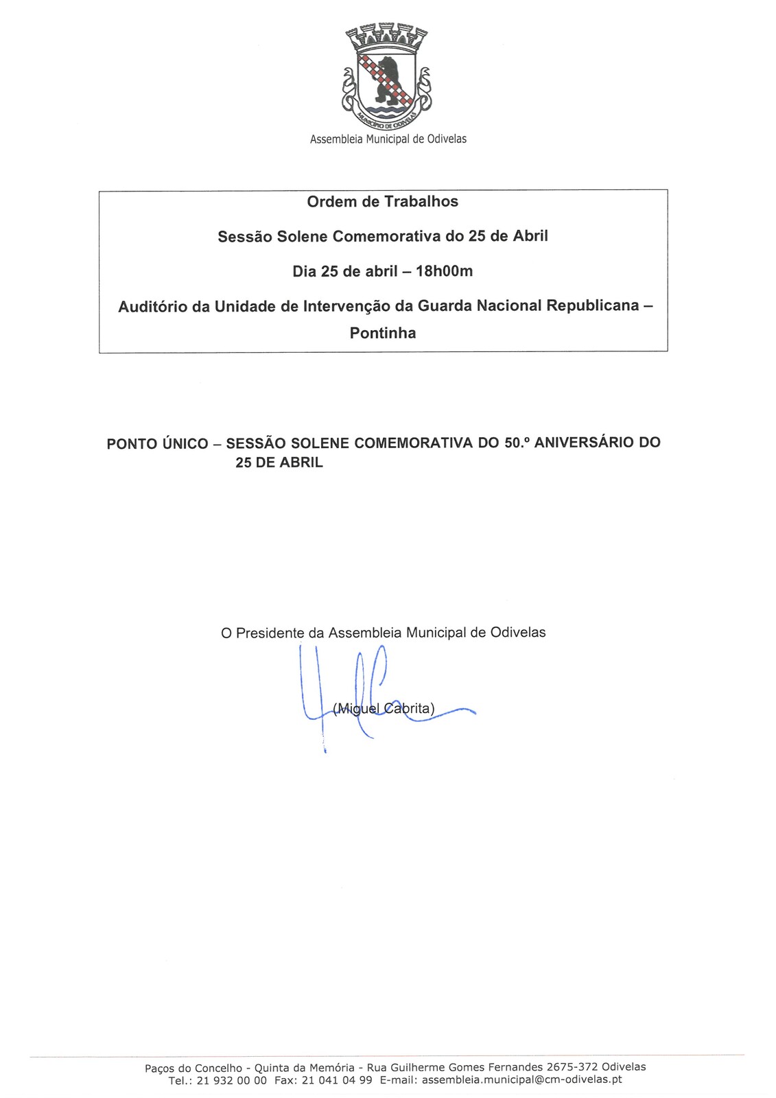 02.ª Sessão Extraordinária 2024 - Sessão Solene Comemorativa do 50.º Aniversário do 25 de Abril -...