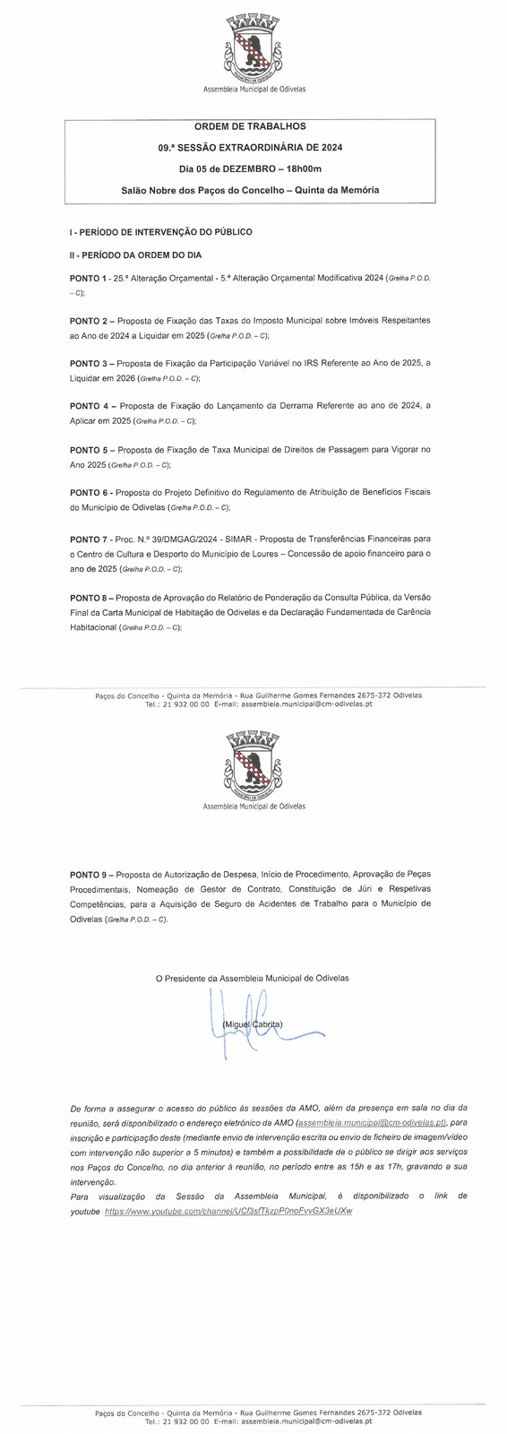 09.ª Sessão Extraordinária 2024 AMO