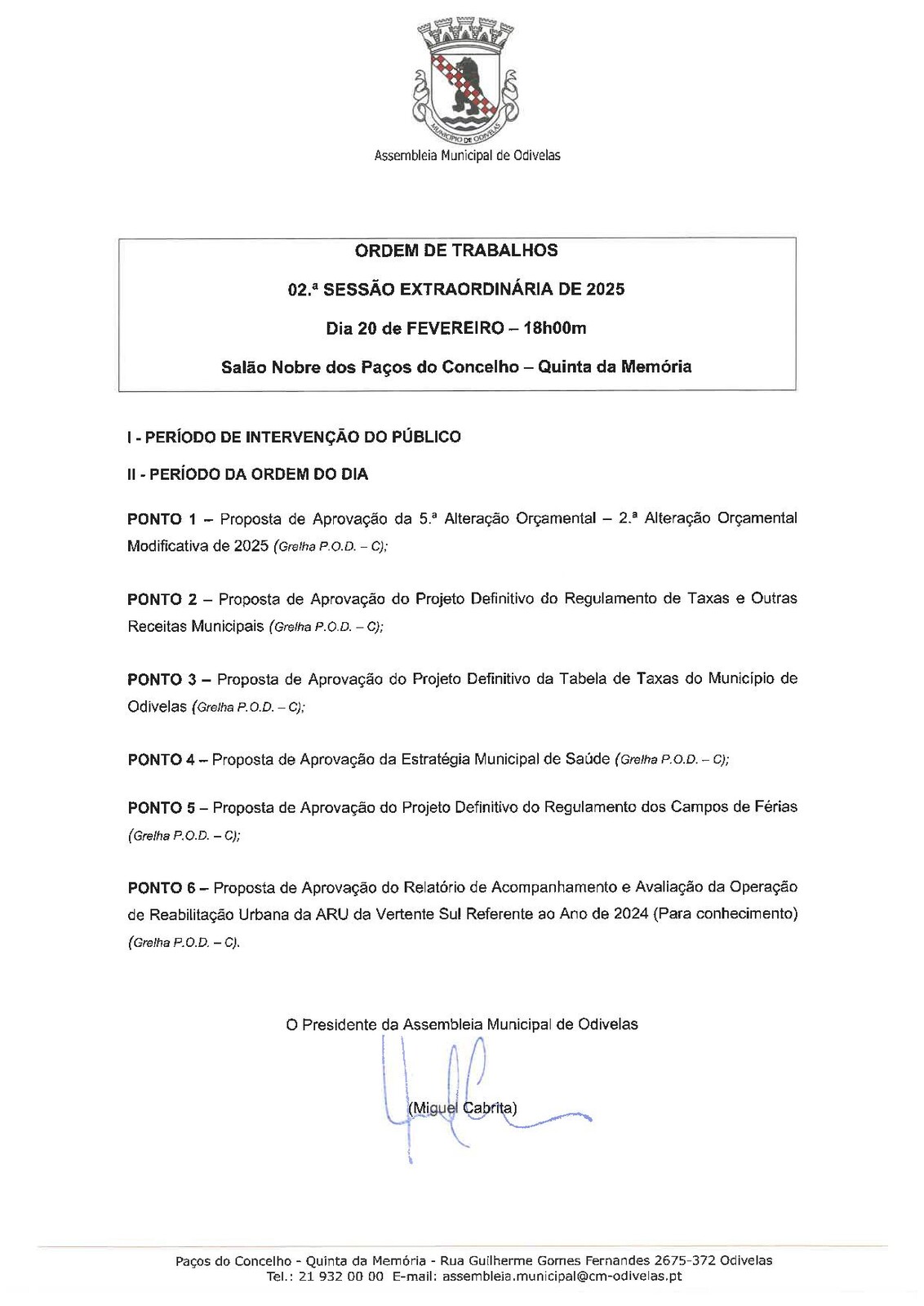 02.ª Sessão Extraordinária de 2025 