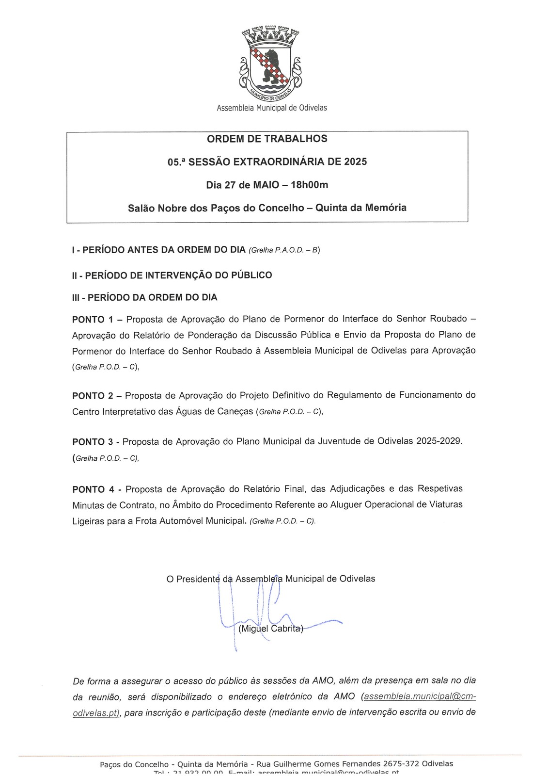 05.ª Sessão Extraordinária de 2025